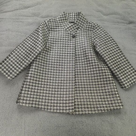 Connie Roberson Silk Jacket Top Womens Small Beige Black Metallic Short Claire‎ - Picture 1 of 14